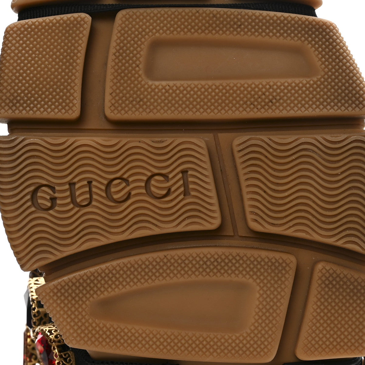 Gucci Metallic Calfskin Mesh Women's Flashtrek Sneakers 36 Rame Mystic White Lago
