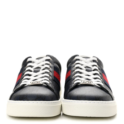 Gucci Monogram Canvas Men's Web New Ace Sneakers 8 Dark Blue