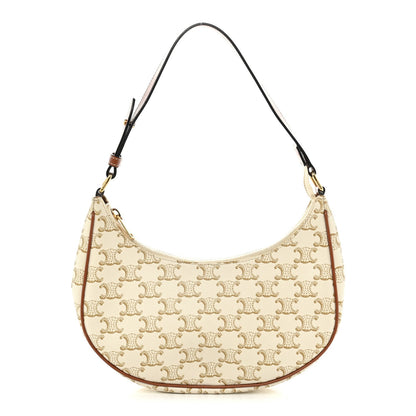 Calfskin Canvas Shoulder Bag - White