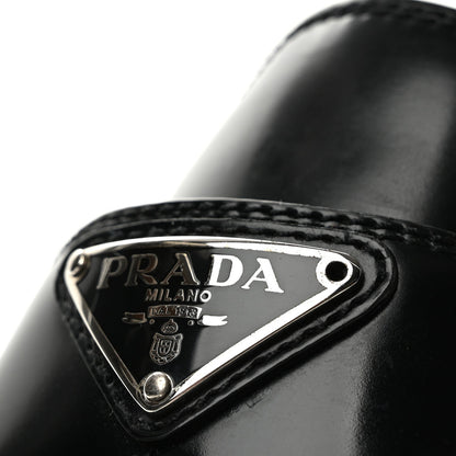 Prada Spazzolato Women's Platform Loafer Mules 38.5 Black