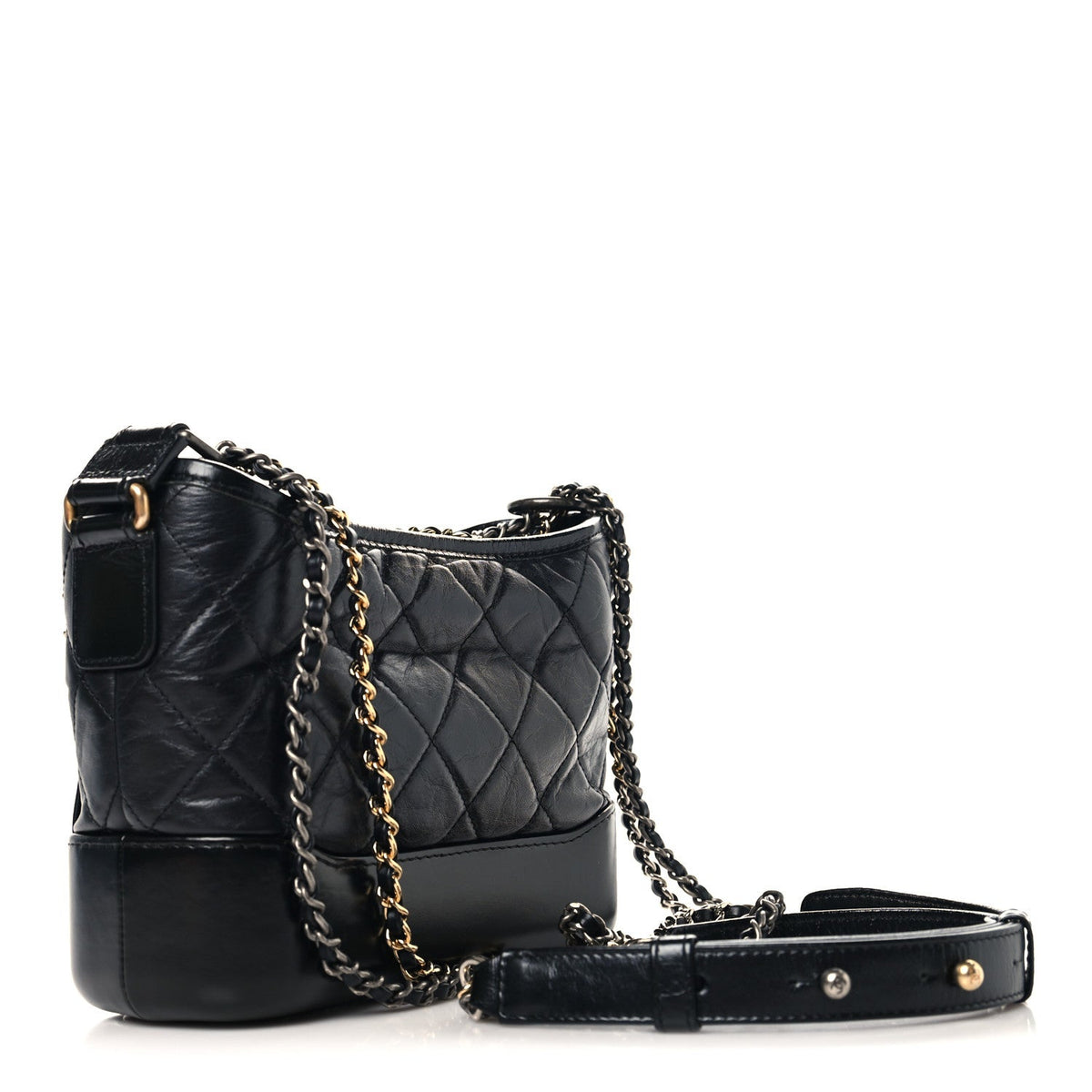 Small Quilted Calfskin Hobo Bag - Black