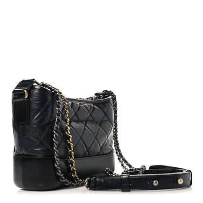 Small Quilted Calfskin Hobo Bag - Black