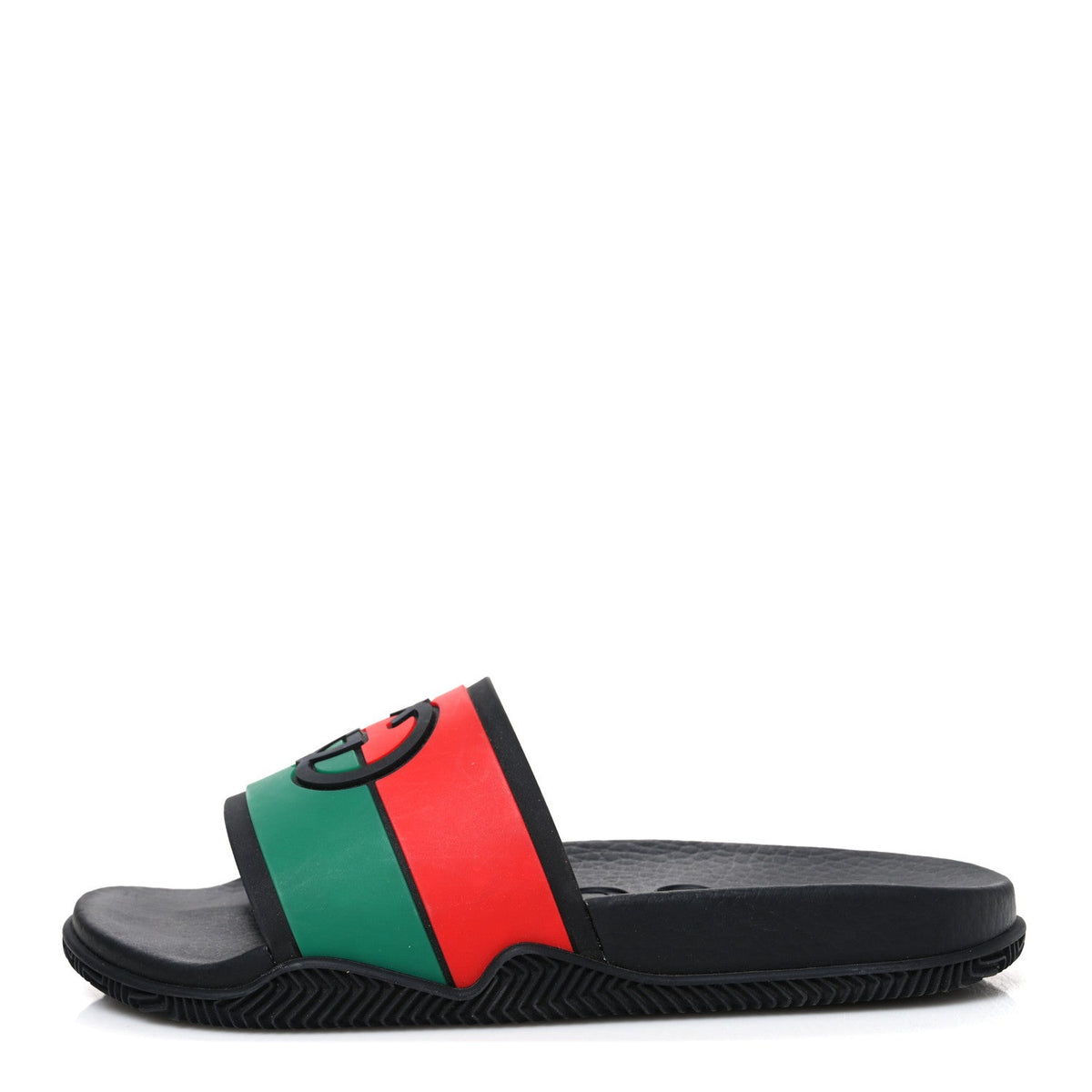 Rubber Web Interlocking G Slide Sandals Black Green Red