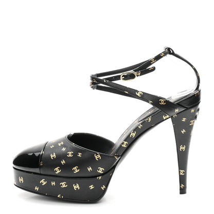 Chanel Printed Lambskin Patent Calfskin CC Platform Women's Pumps