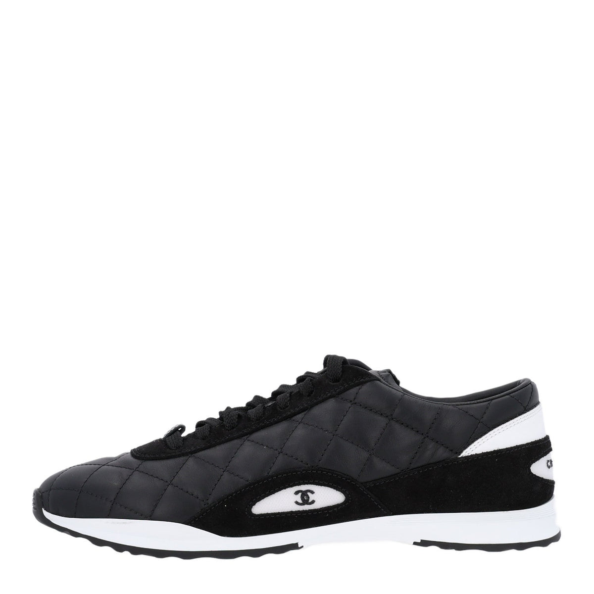 Suede Calfskin Quilted Sneakers Black