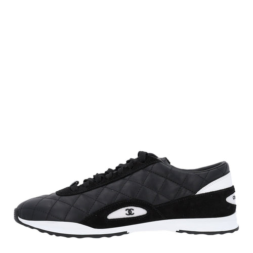 Suede Calfskin Quilted Sneakers Black