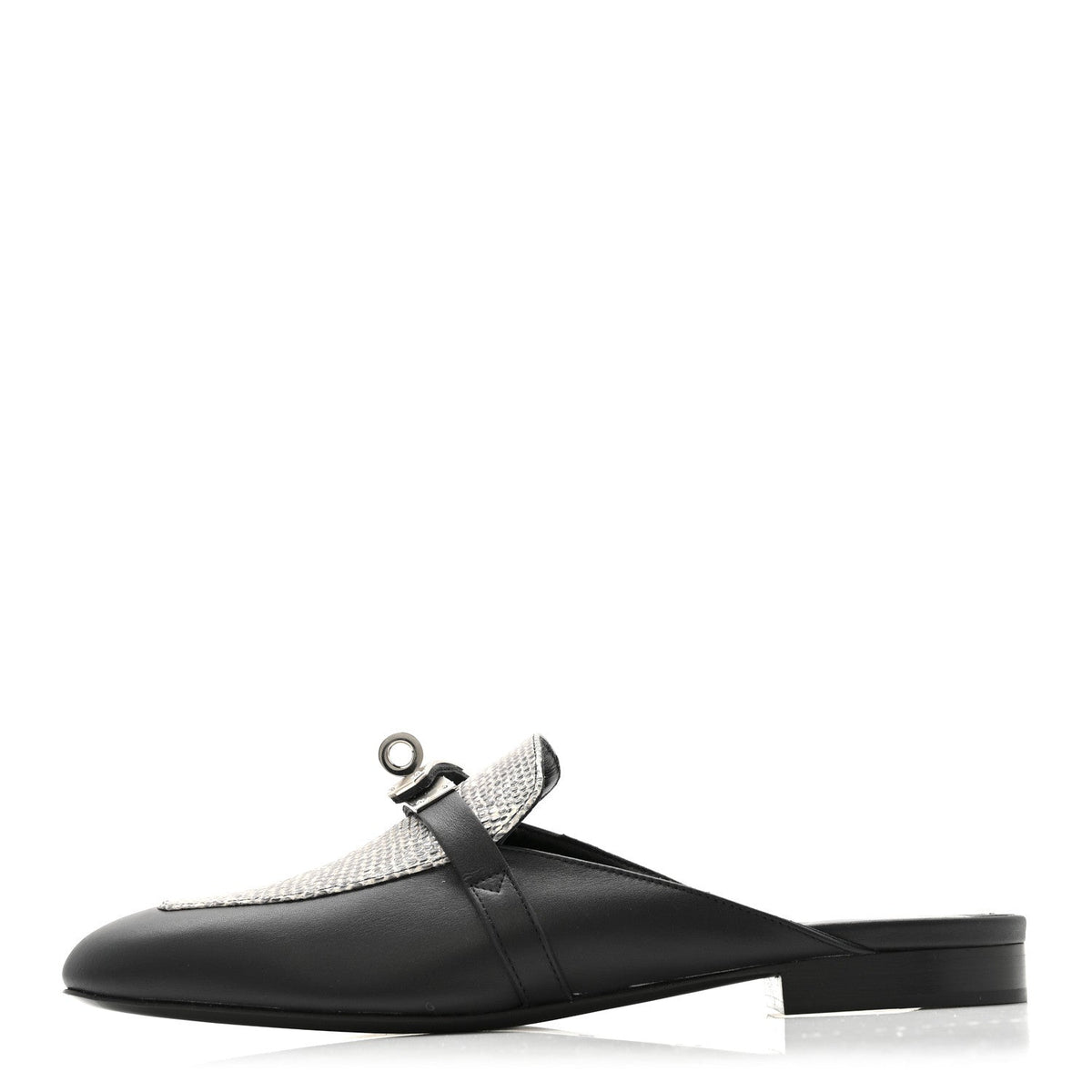 Lizard Calfskin Oz Mules Ombre Black