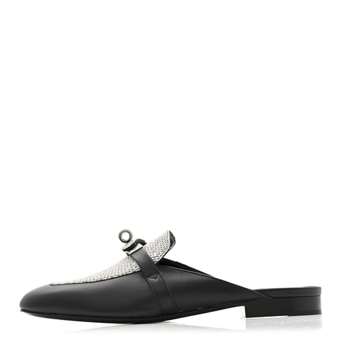 Lizard Calfskin Oz Mules Ombre Black