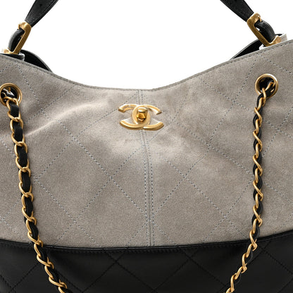 Small Quilted Lambskin Handbag - Grey