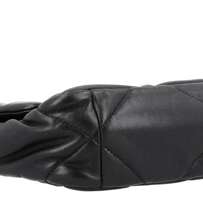 Medium Quilted Lambskin Flap Shoulder Bag - Black