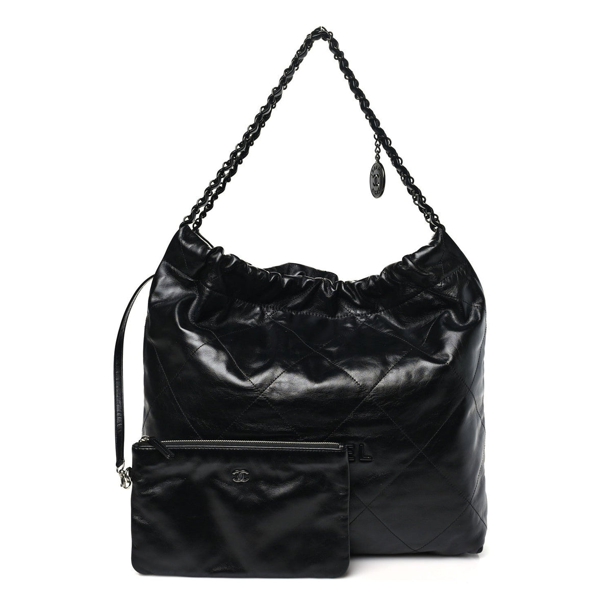 Large Quilted Calfskin Handbag - Black