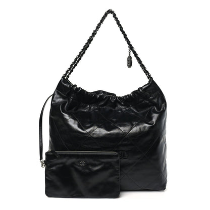 Large Quilted Calfskin Handbag - Black
