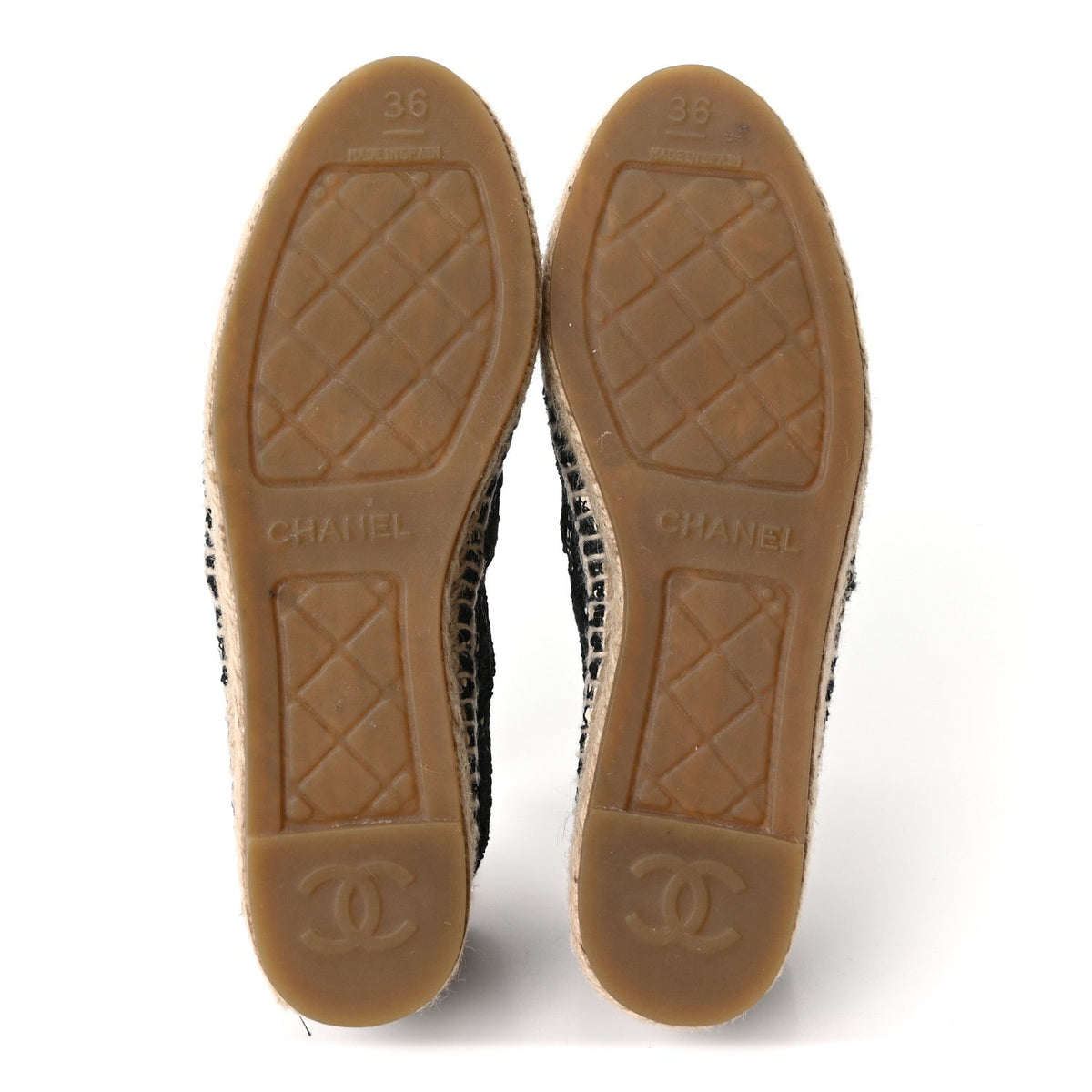 Chanel Lace Women's CC Espadrilles Flats 36 Black