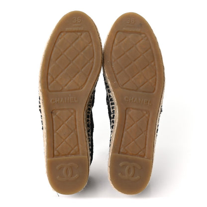 Chanel Lace Women's CC Espadrilles Flats 36 Black