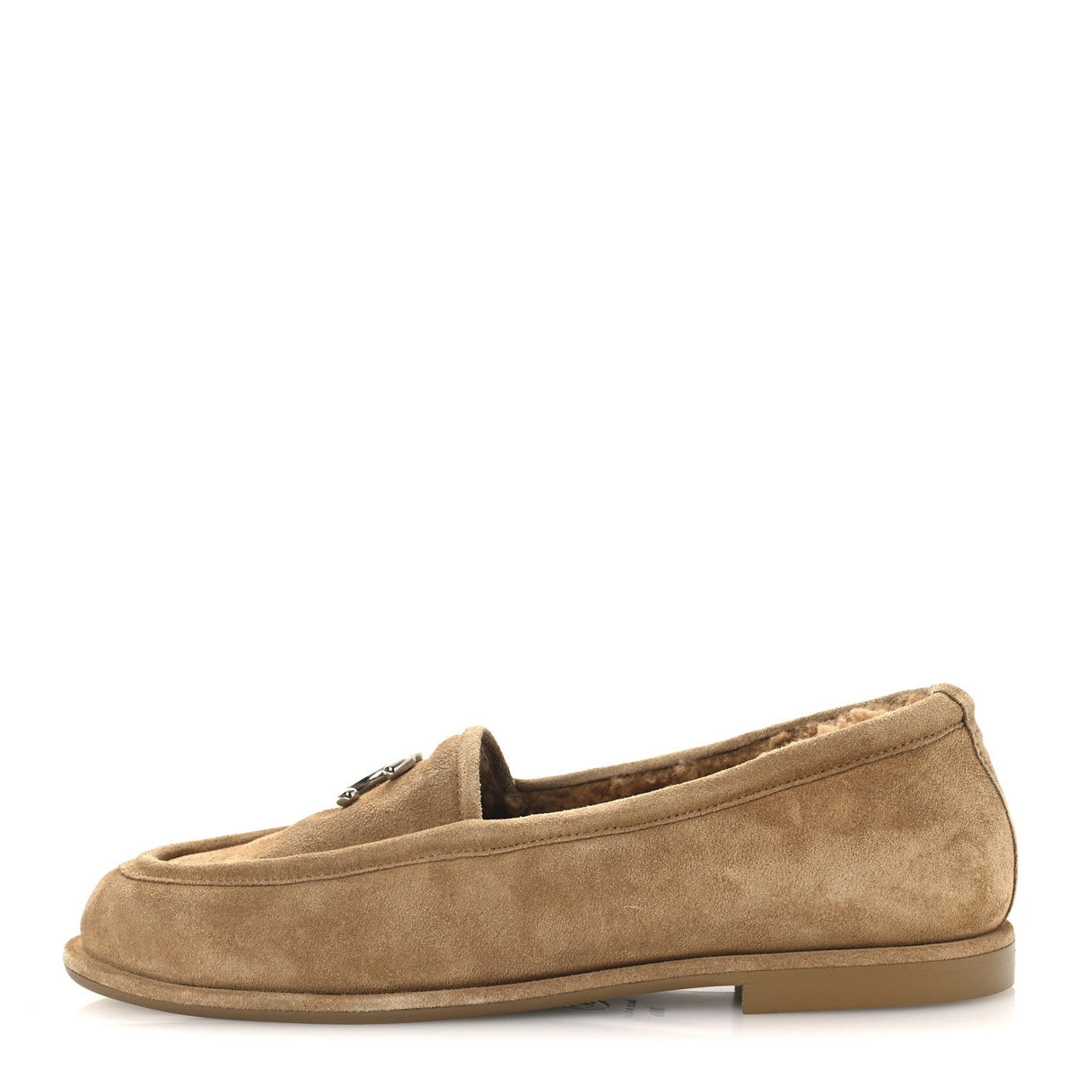 Suede Calfskin CC Loafers Dark Beige