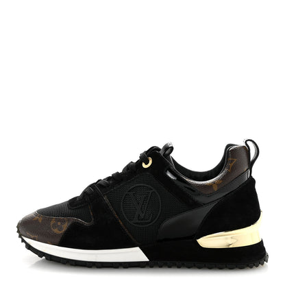 Louis Vuitton Suede Nylon Women's Run Away Sneakers 38 Black