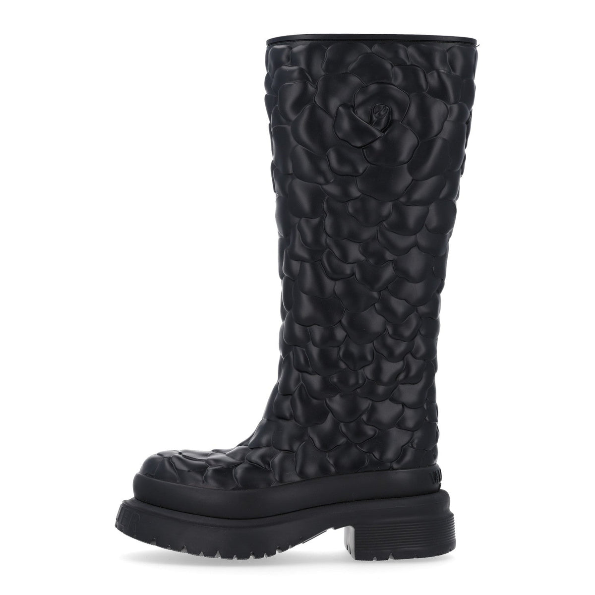 Valentino Garavani Rubber Women's Atelier 03 Rose Tall Rainboots 35 Black