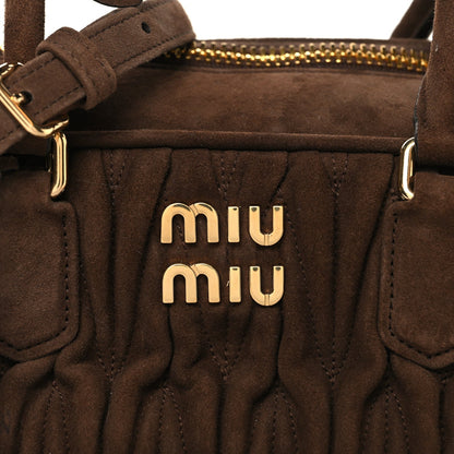 Large Suede Handbag - Brown
