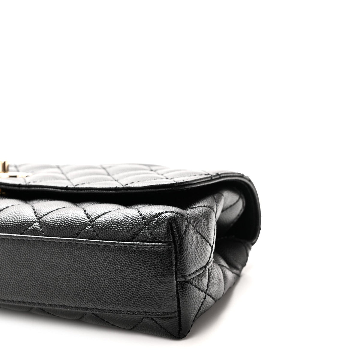 Maxi Quilted Caviar Flap Shoulder Bag - Black