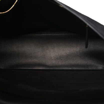 Small Calfskin Suede Flap Shoulder Bag - Black