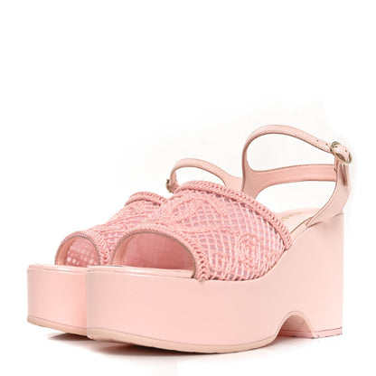 Chanel Fabric Calfskin CC Women's Platform Sandals
