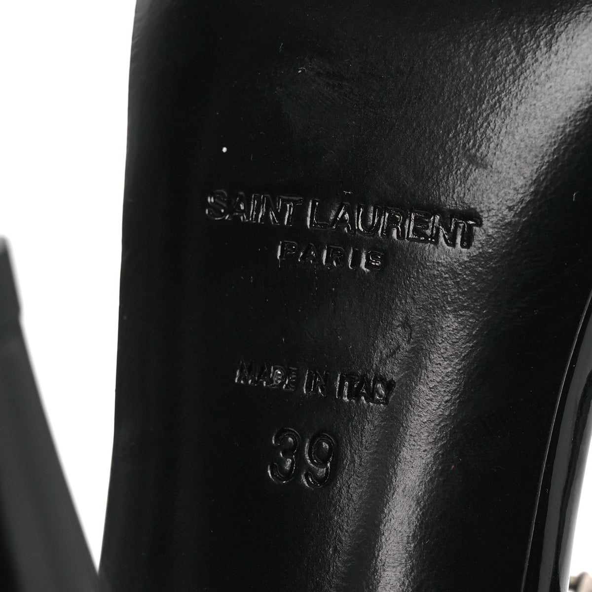 Saint Laurent Patent Calfskin Women's Fetish 105 Sandal 39 Black