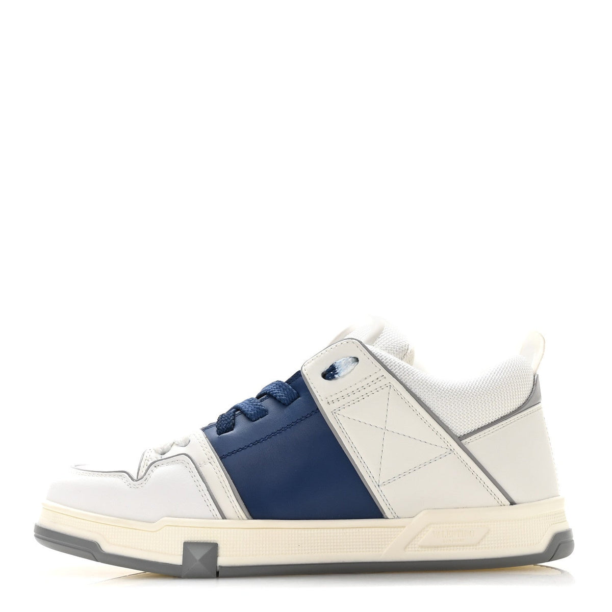 Valentino Garavani Calfskin Men's Open Skate Sneakers 40 White Blue