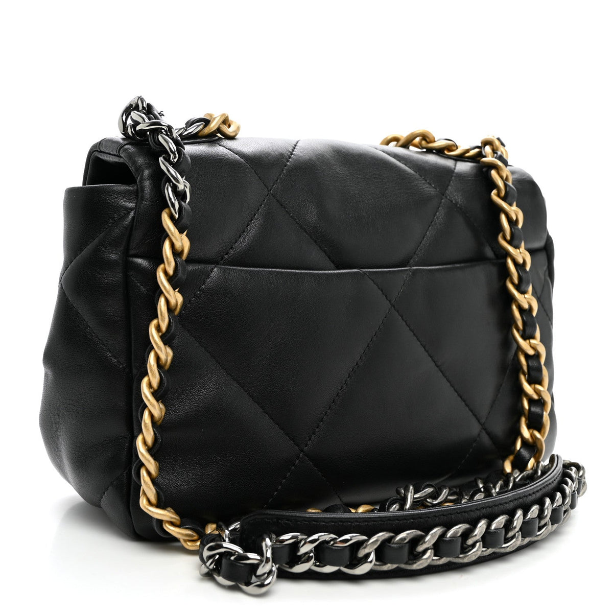 Medium Quilted Lambskin Flap Shoulder Bag - Black
