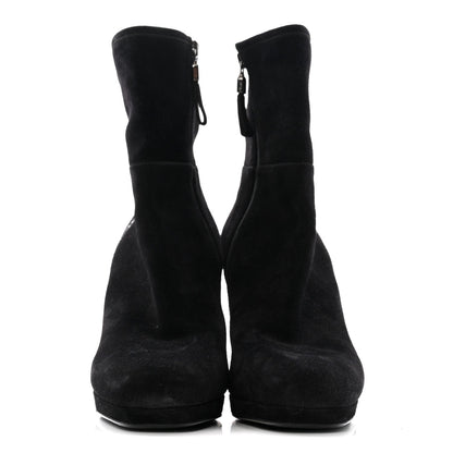 Prada Suede Women's Triangle Logo Zip Boots 40 Black