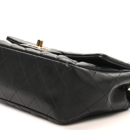 Mini Quilted Lambskin Flap Shoulder Bag - Tan