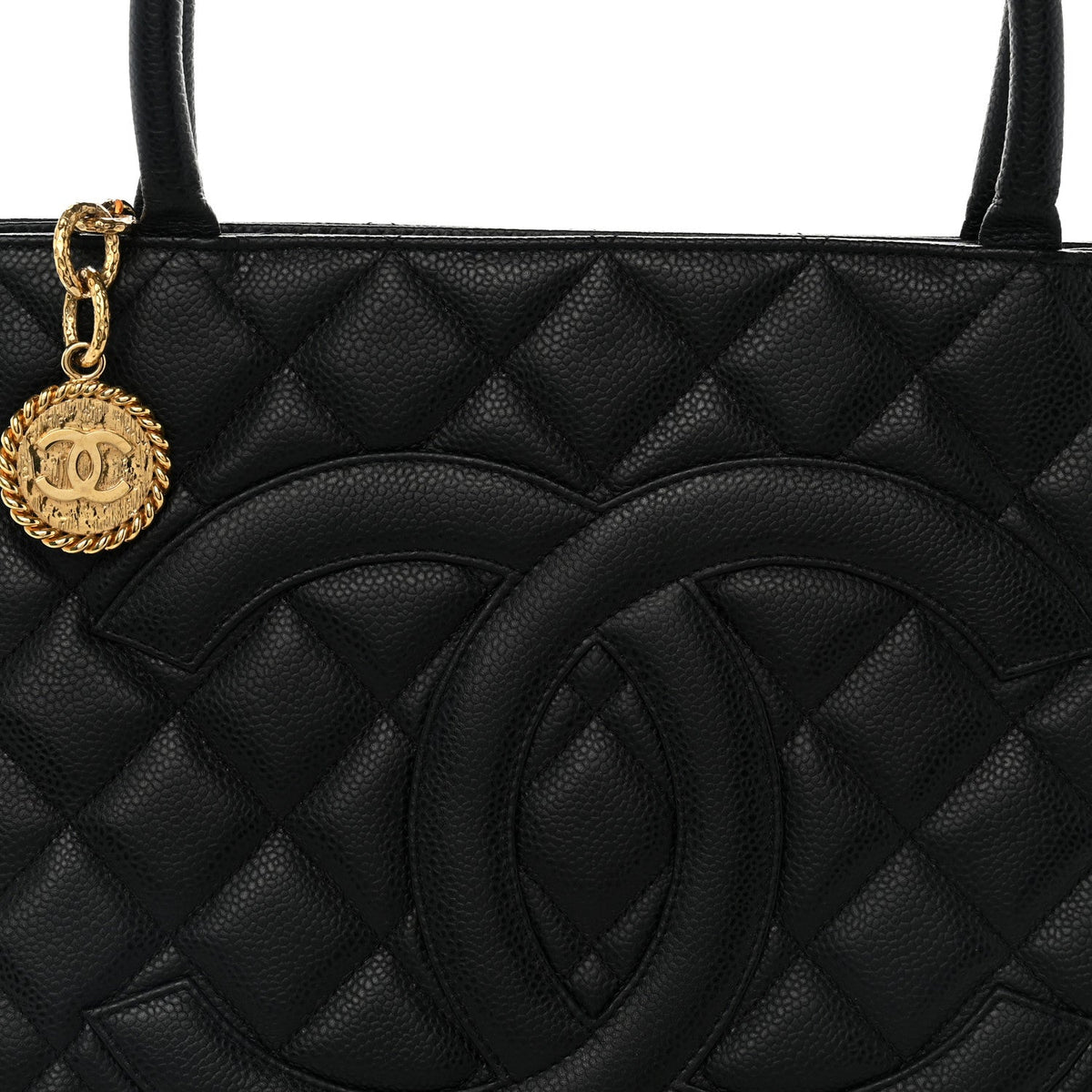 Quilted Caviar Tote Bag - Black