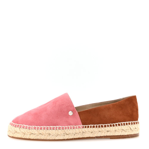 Hermes Suede Goatskin Women's Joven Espadrilles 37 Rose De Venise Gold