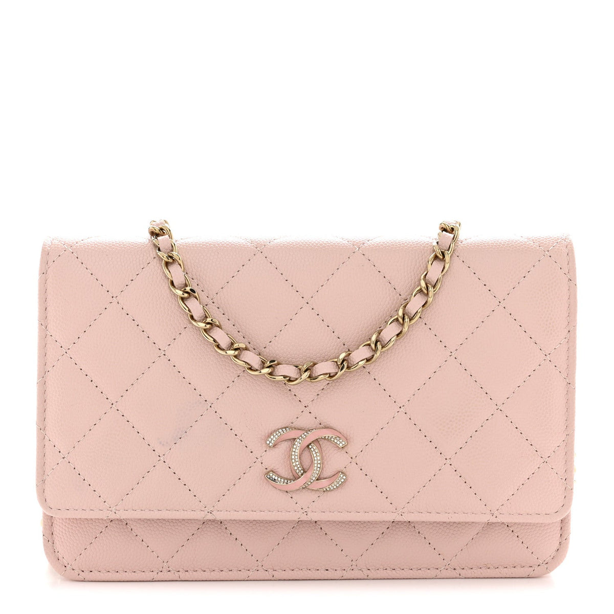 Quilted Caviar Wallet Bag - Pink
