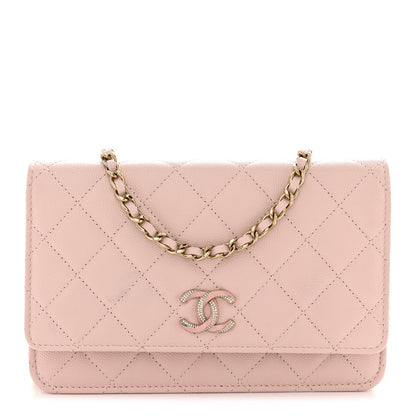 Quilted Caviar Wallet Bag - Pink