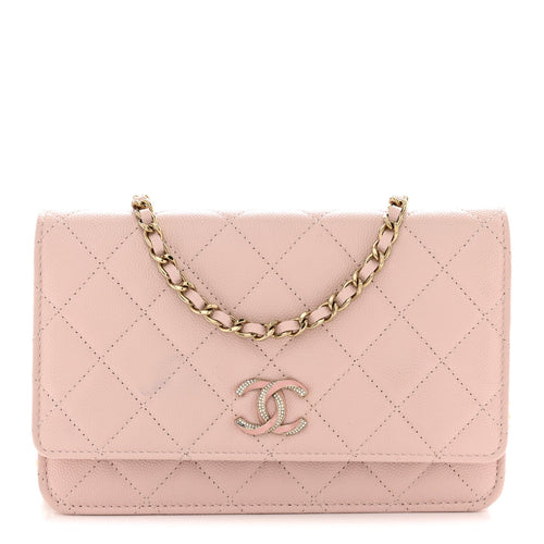 Quilted Caviar Wallet Bag - Pink