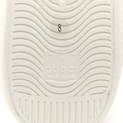 Gucci Calfskin Men's Interlocking G Perforated Ace Sneakers 8 White Grey Sky