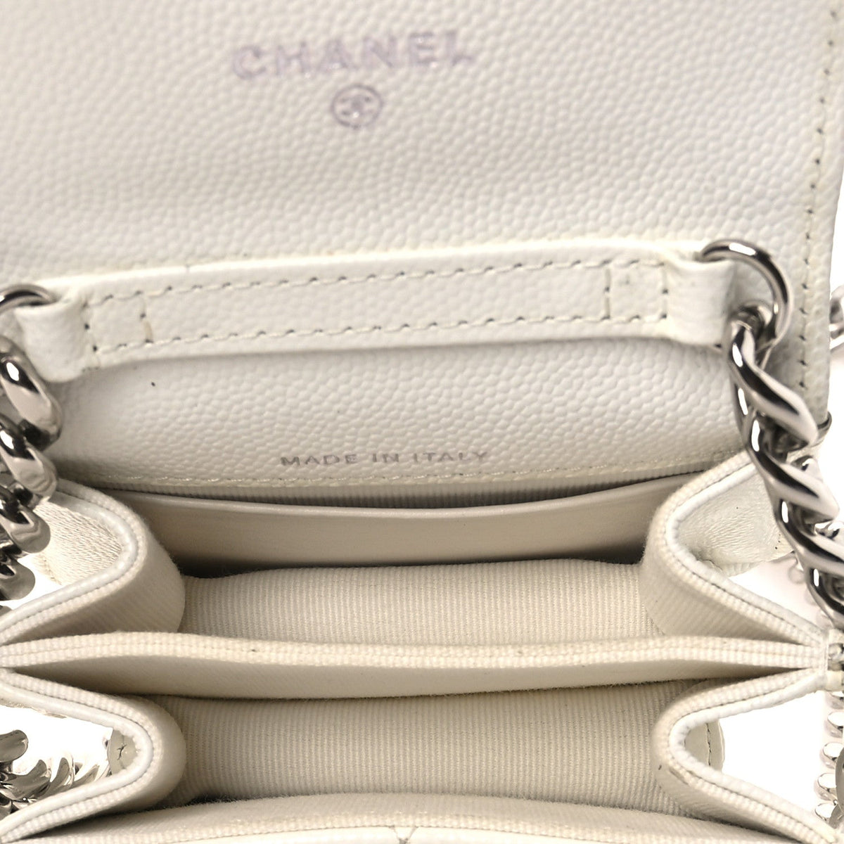 Quilted Caviar Clutch Bag - White