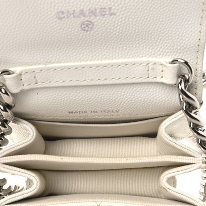 Quilted Caviar Clutch Bag - White