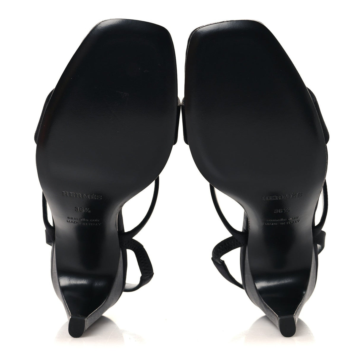 Hermes Satin Women's Glamour 95 Sandals 36.5 Black