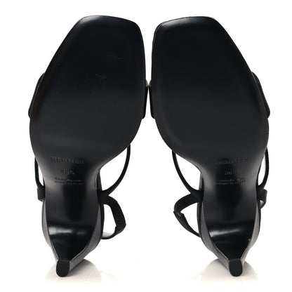 Hermes Satin Women's Glamour 95 Sandals 36.5 Black