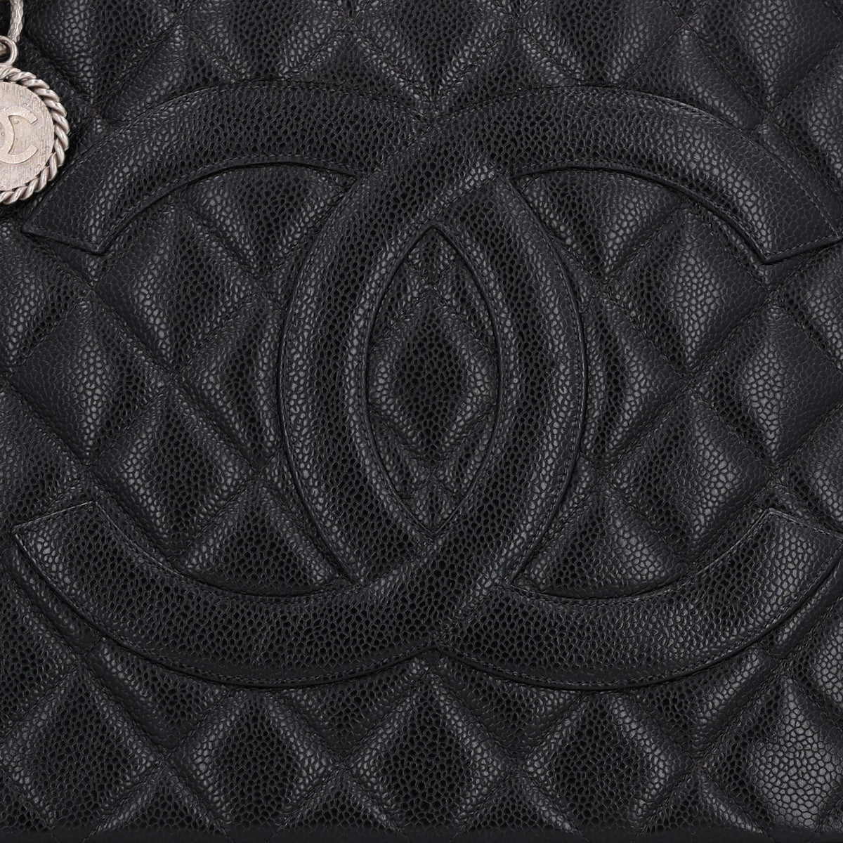 Quilted Caviar Tote Bag - Black