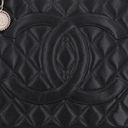 Quilted Caviar Tote Bag - Black
