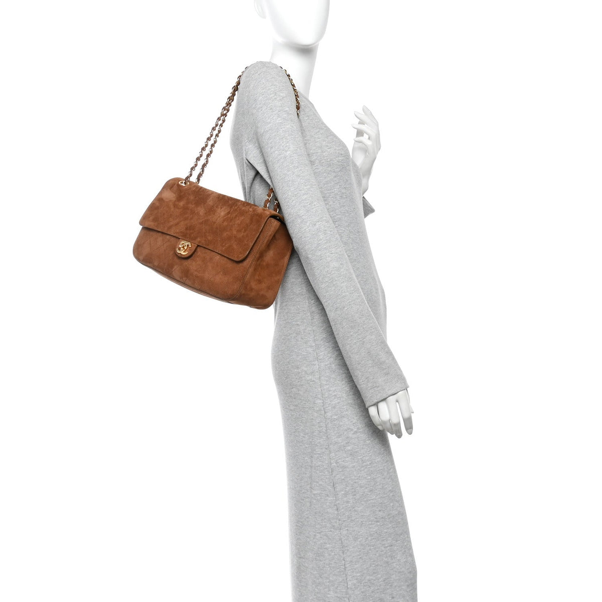 Small Calfskin Suede Flap Shoulder Bag