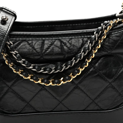 Small Quilted Calfskin Hobo Bag - Black