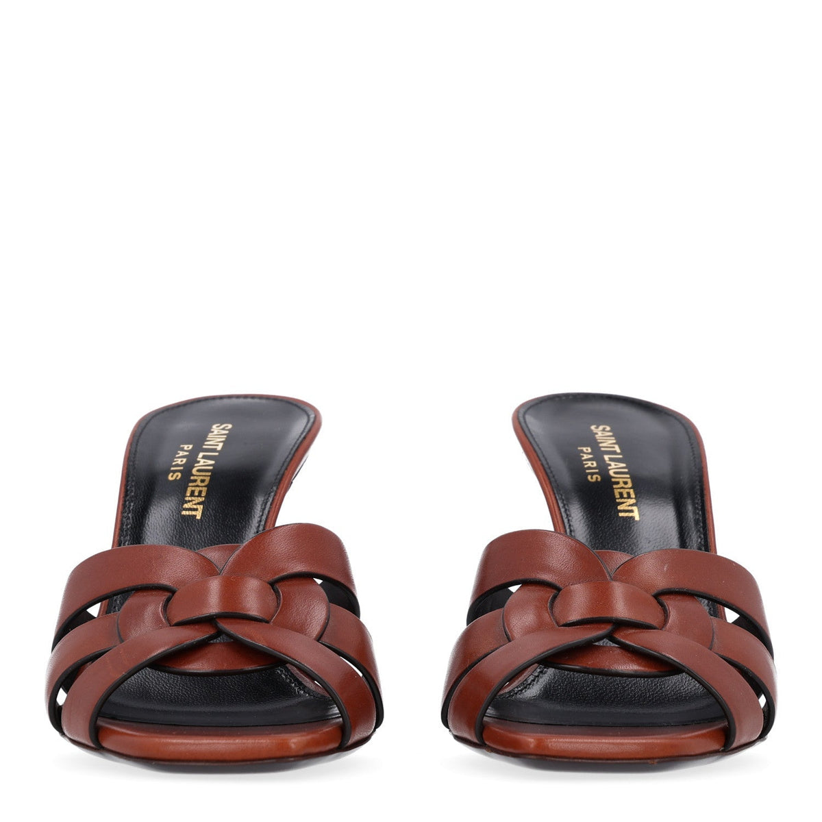 Saint Laurent Calfskin Women's Tribute 85 Slide Sandals 36 New Papaya