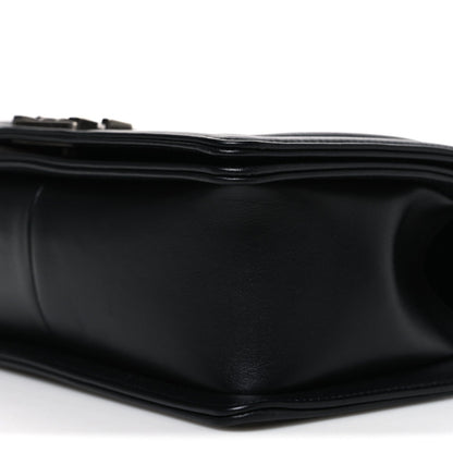 Medium Quilted Lambskin Flap Shoulder Bag - Black