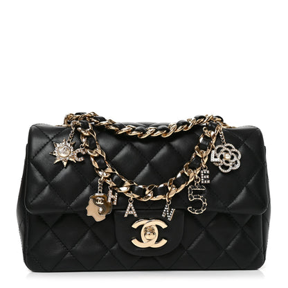 Mini Quilted Lambskin Flap Shoulder Bag - Tan