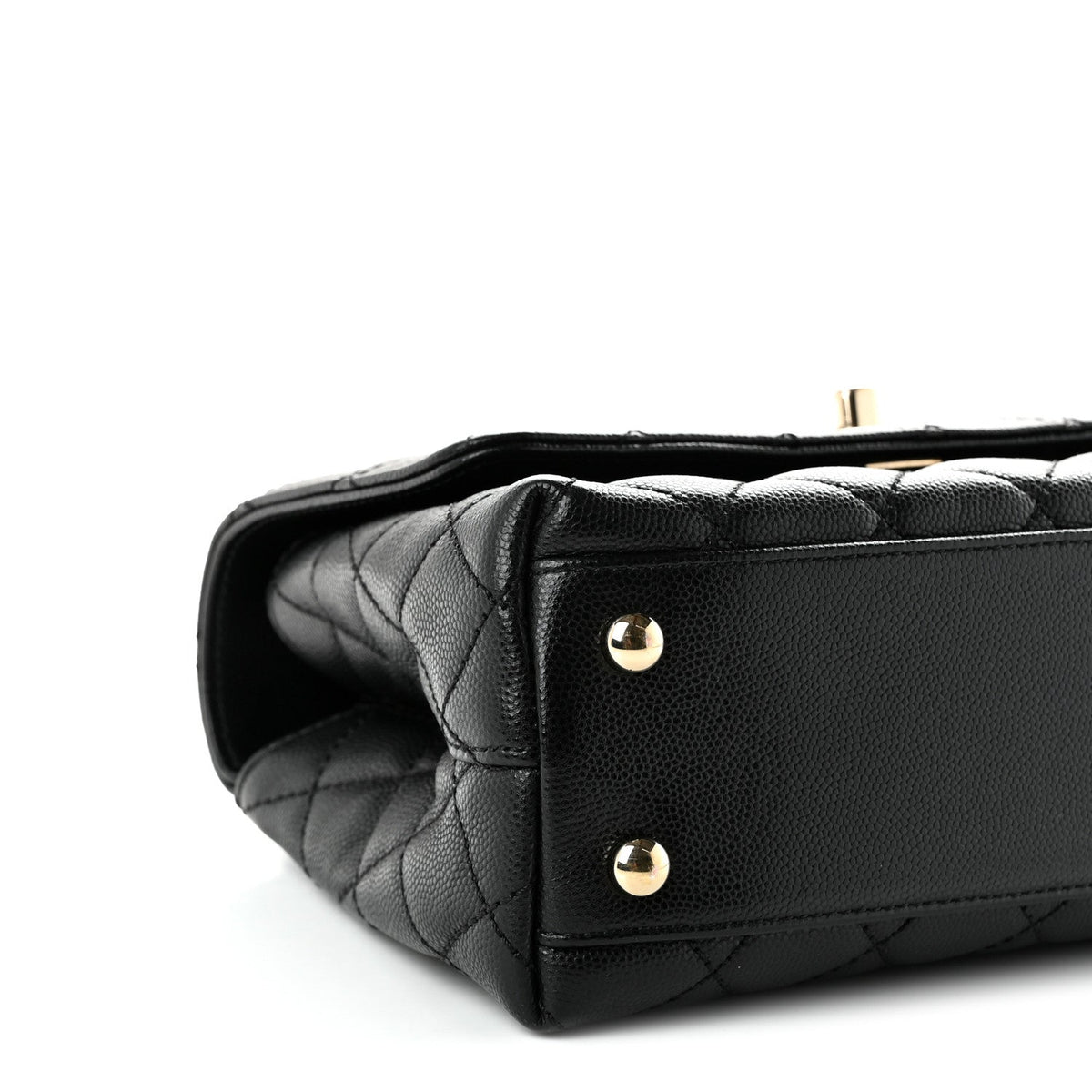 Mini Quilted Caviar Flap Shoulder Bag - Black