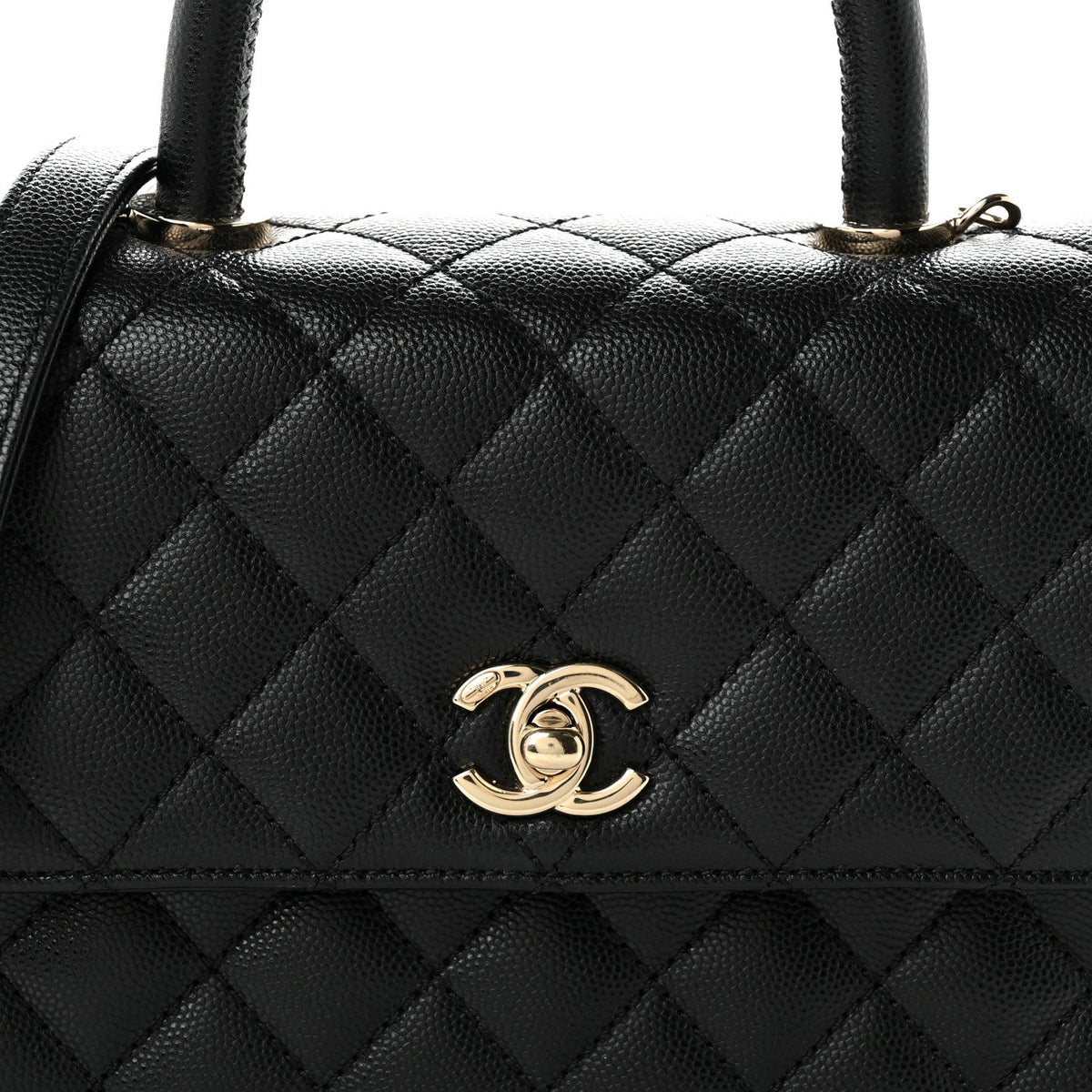 Mini Quilted Caviar Flap Shoulder Bag - Black
