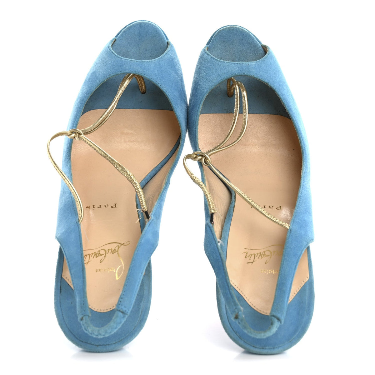 Christian Louboutin Veau Velours Spritney 100 Women's Peep Toe Pumps Blue